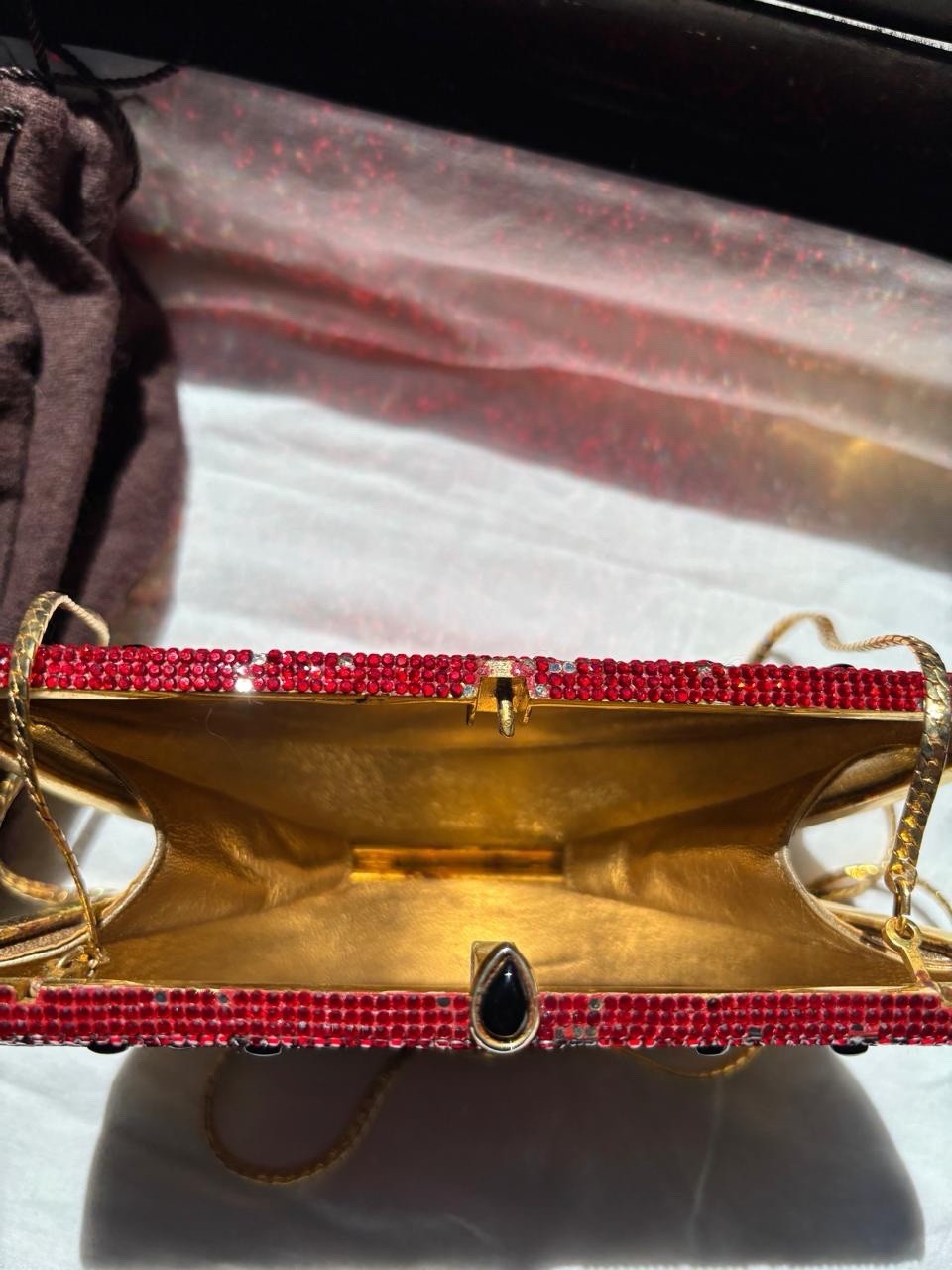 Judith Leiber Watermelon Crystal Beaded watermelon Chain Shoulder Bag