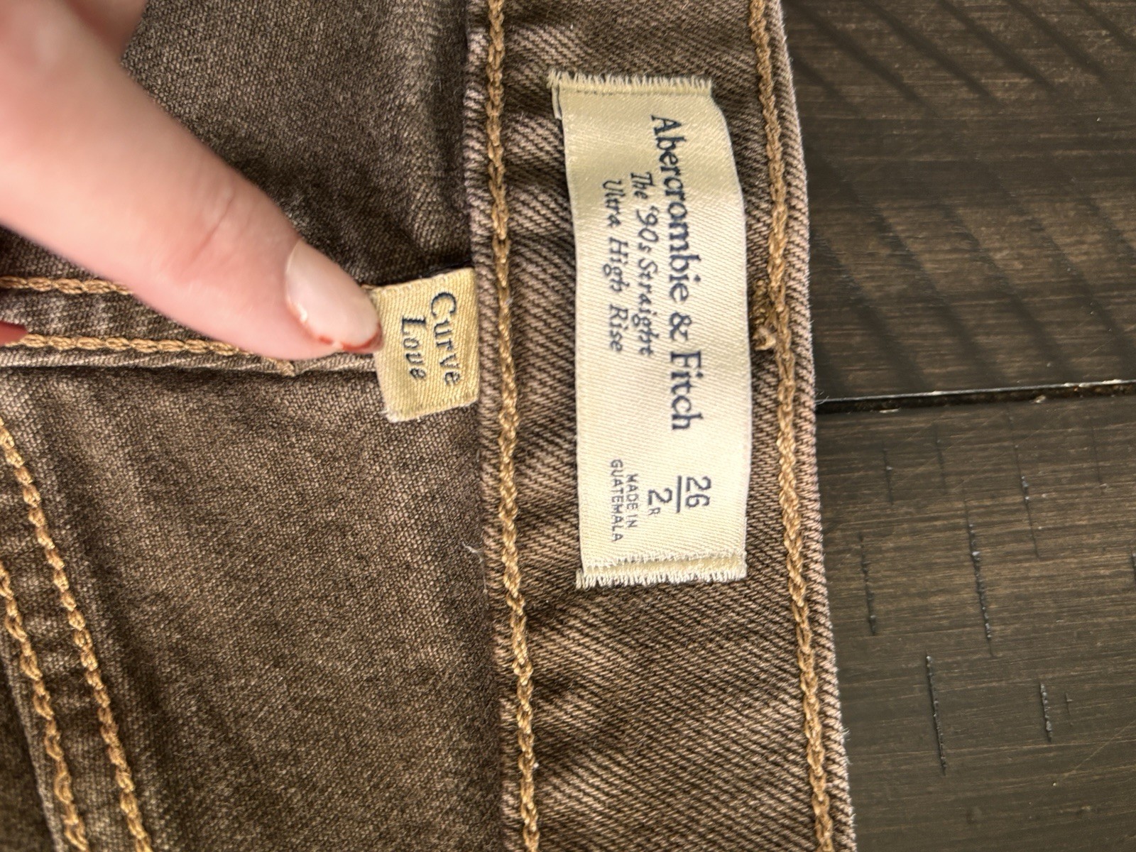 Abercrombie & Fitch ’90s Straight Ultra High Rise Brown Jeans Medium Wash 26