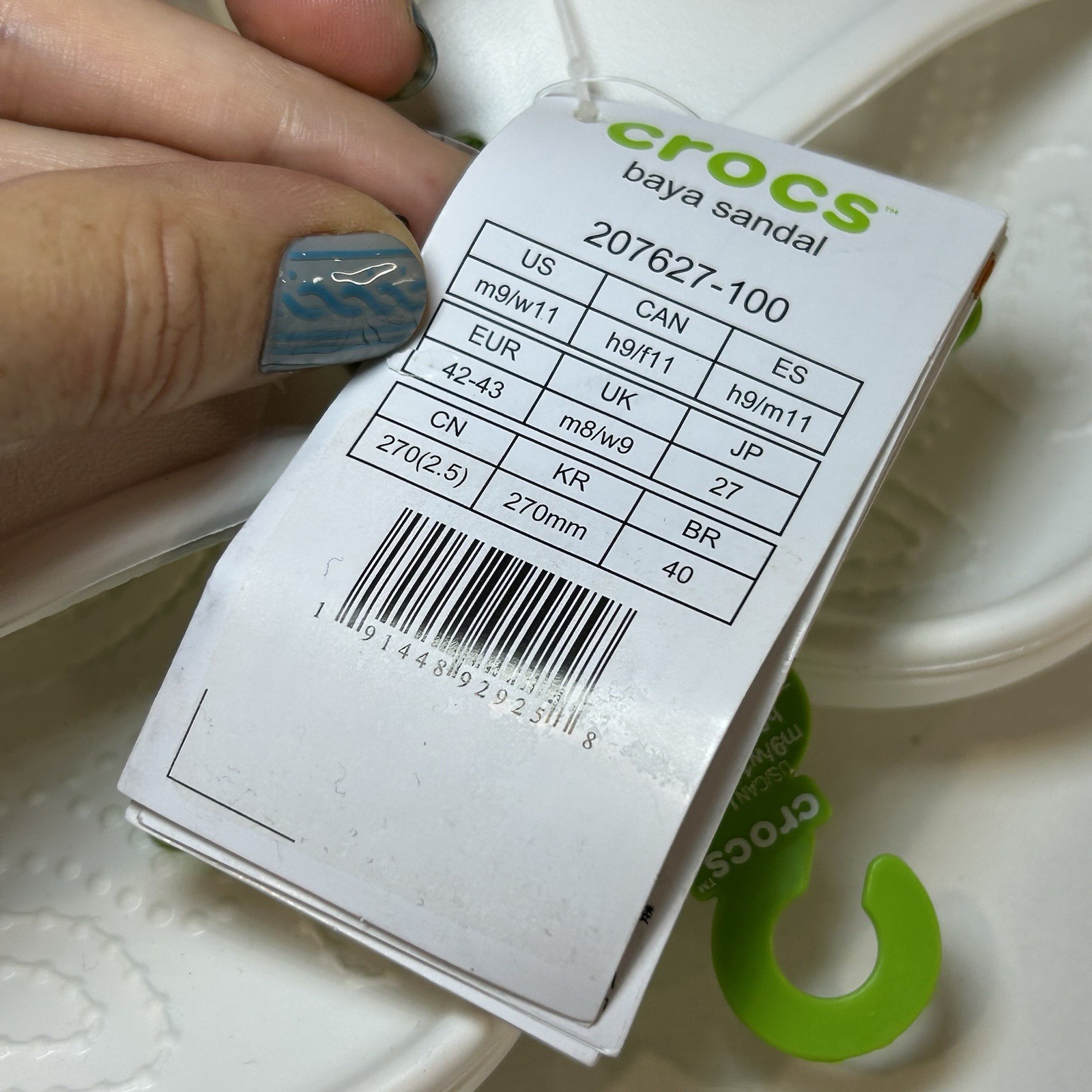 Crocs Baya Slide Sandals White 2 Strap Shoes Size Mens 9 Womens 11