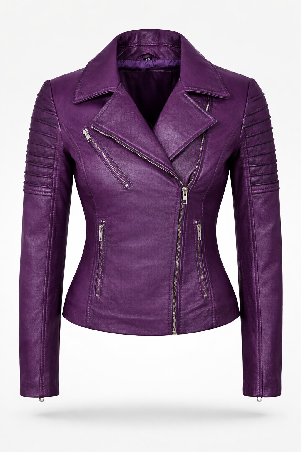 Women’s Handmade Leather Biker Jacket – Slim Fit Designer Moto Real Leather Coat