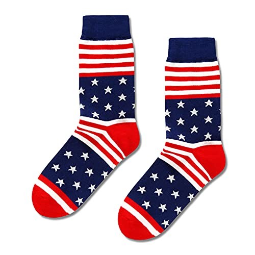 HAPPYPOP Novelty Socks For Men – Bowling Golf Medium America Flag 2 Pack