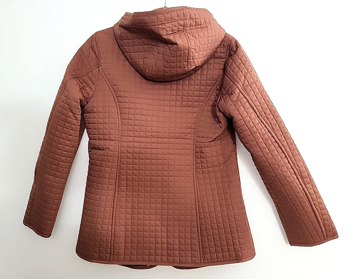 Lands’ End Quilted Jacket with Hood Red Women’s Large