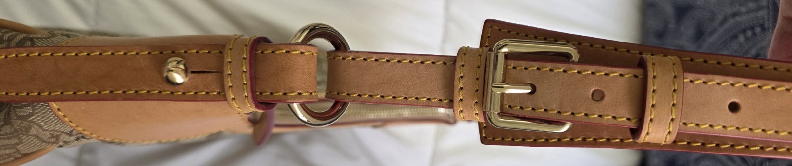 Dooney & Bourke Logo Crescent Small Shoulder Bag Tan/Burgundy NWOT