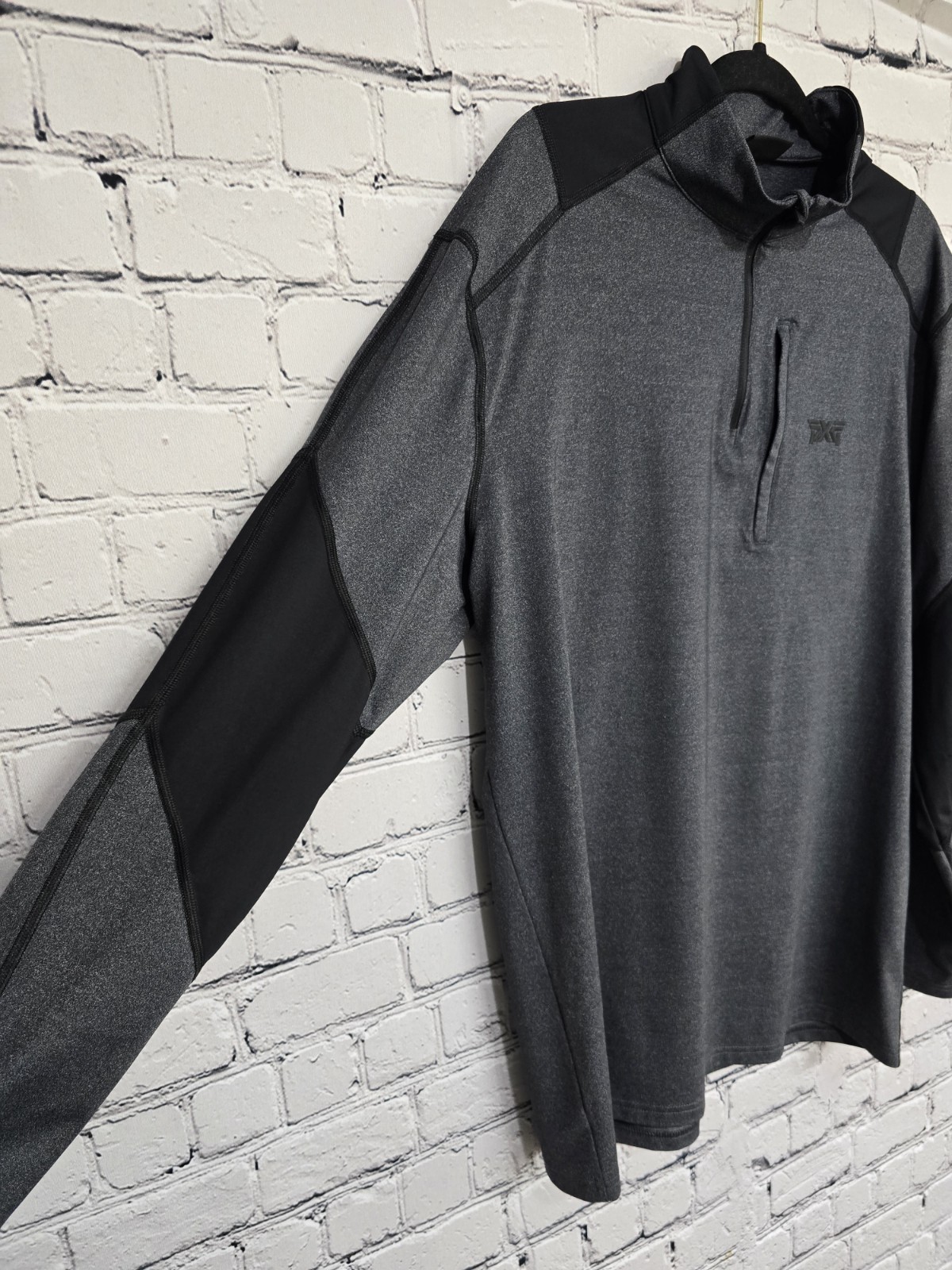 PXG Parsons Xtreme Golf 1/4 Pullover Zip Mens L Gray Paneled Performance Sweater
