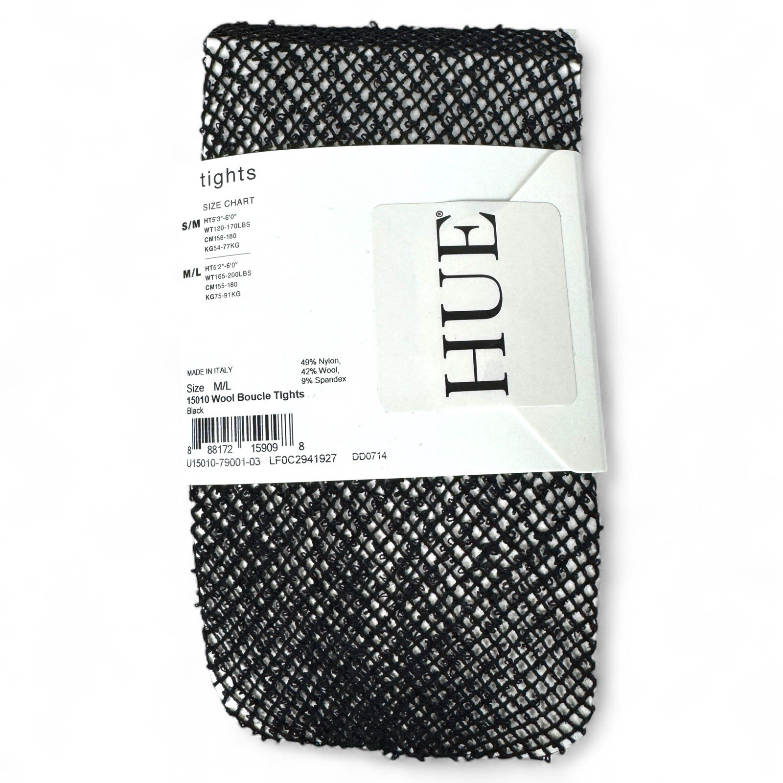 HUE Womens Black Wool Boucle Fishnet Tights Size M/L