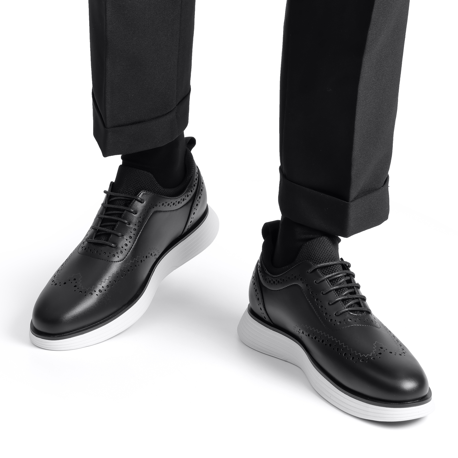 Men’s Dress Sneaker Oxfords Casual Wingtip Brogue Non-Slip Formal Shoes Black