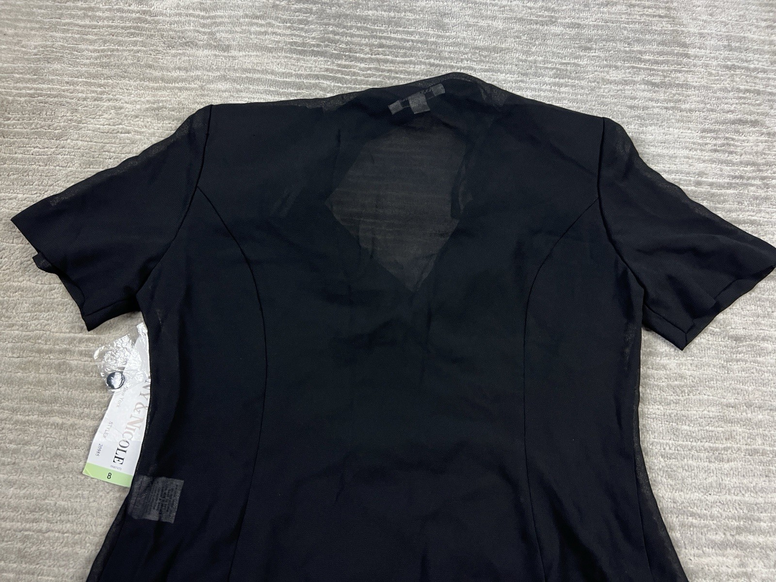 Danny & Nicole Top Womens 8 Black Padded Semi Sheer Padded Casual NWT