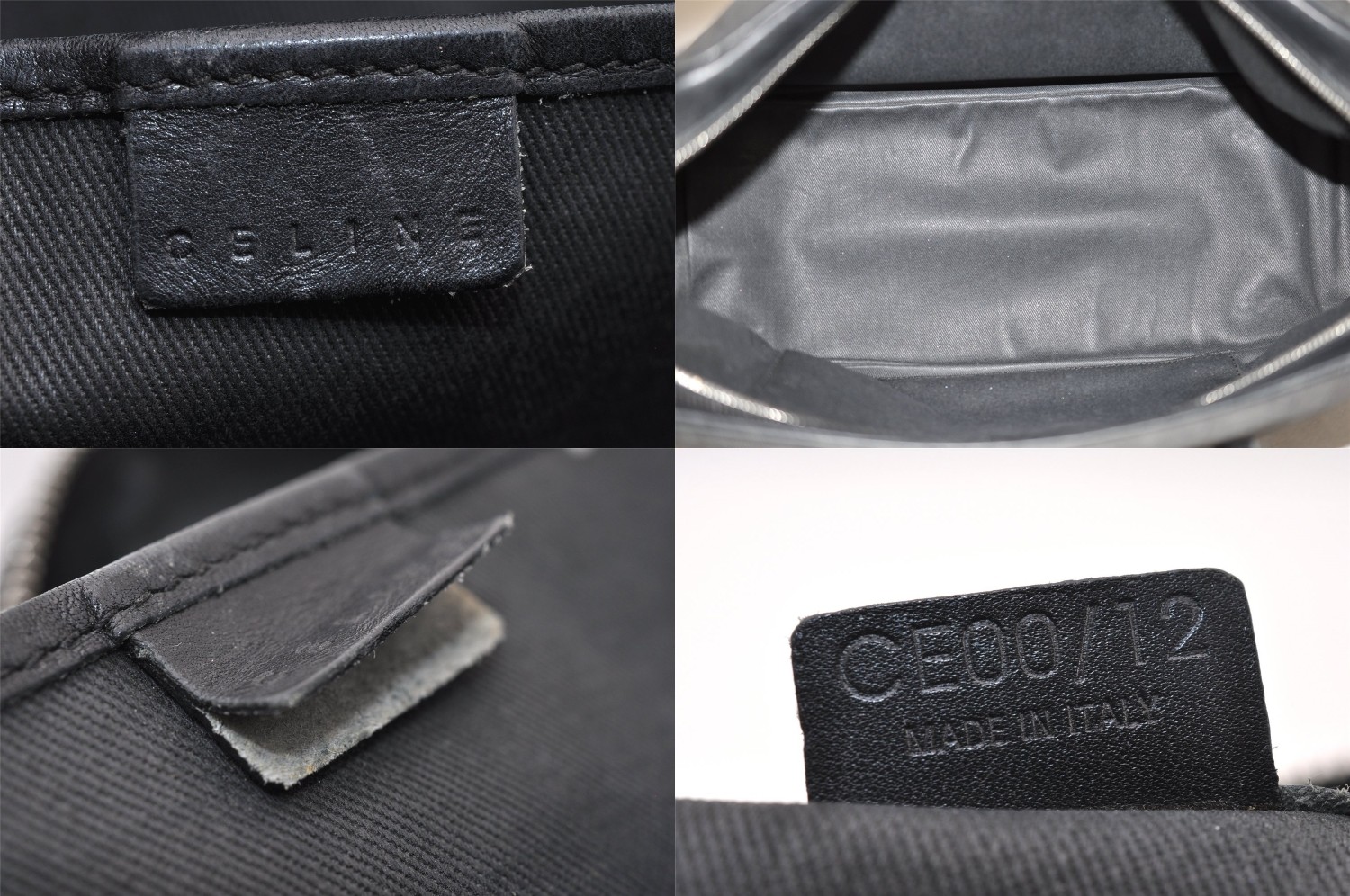 Authentic CELINE C Macadam Blason Shoulder Tote Bag Canvas Leather Black 423AB
