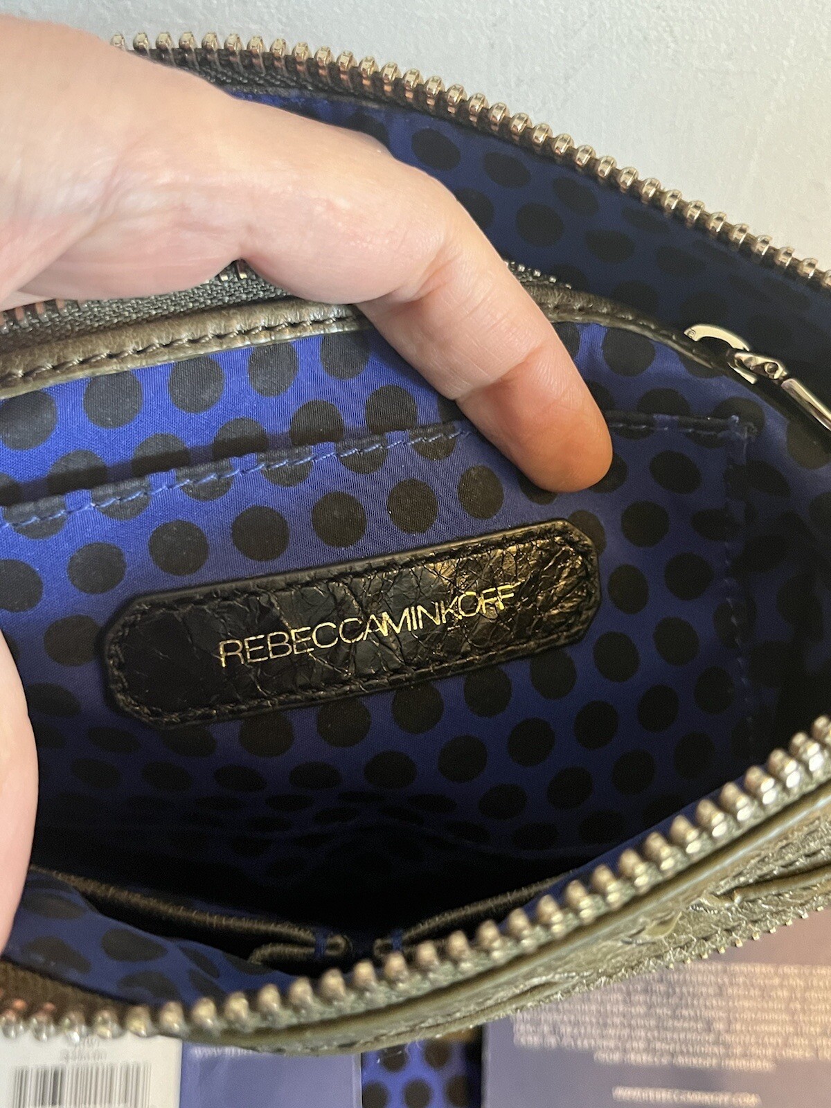 Rebecca Minkoff Tri Zip Mac Crossbody Bag Distressed Leather Kiwi Excellent