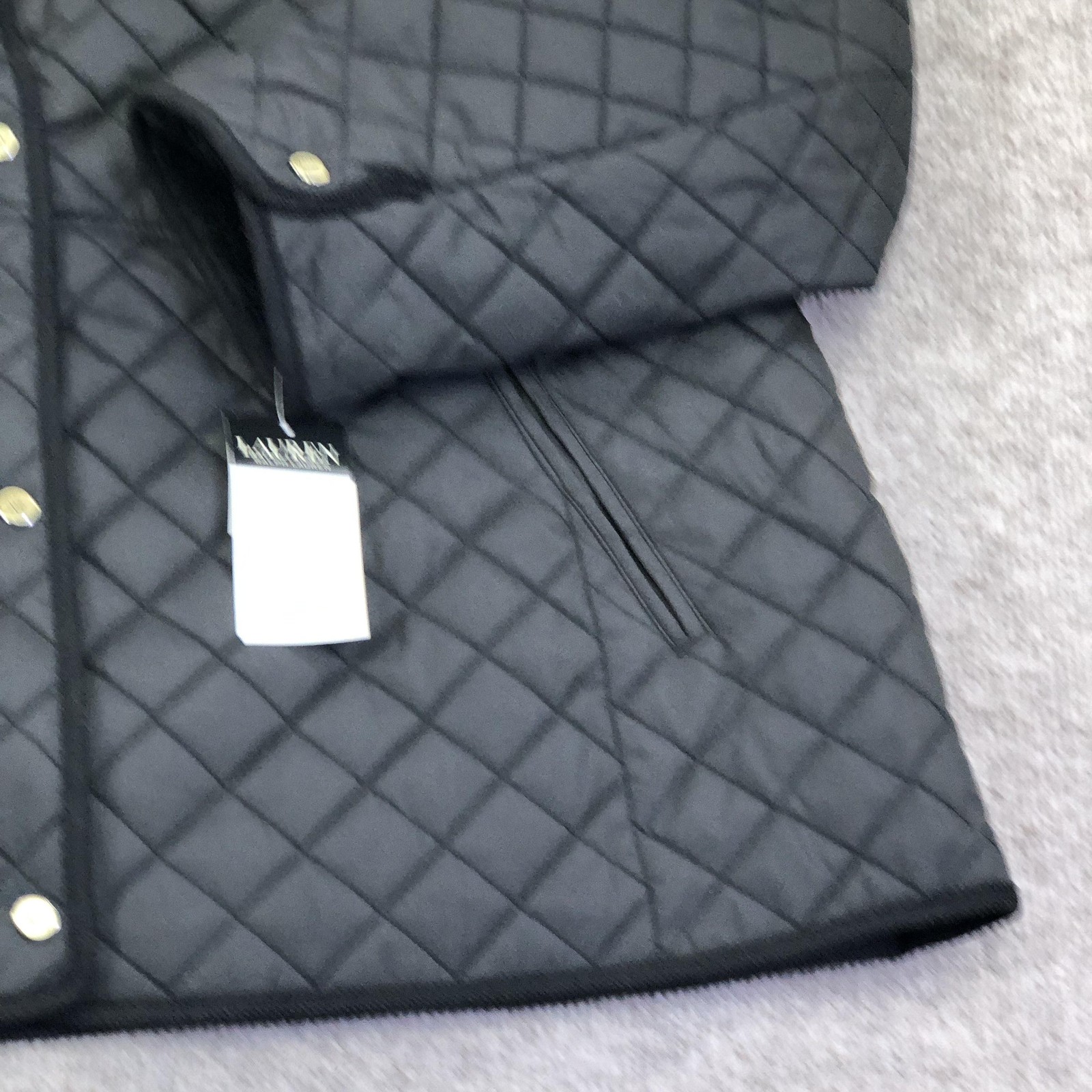 Lauren Ralph Lauren Quilted Jacket Womens 2X Plus Black Faux Fur Snap Lined