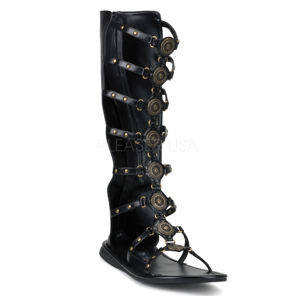 Black Gladiator Roman Soldier Sandal Boots Greek God Halloween Costume Shoes