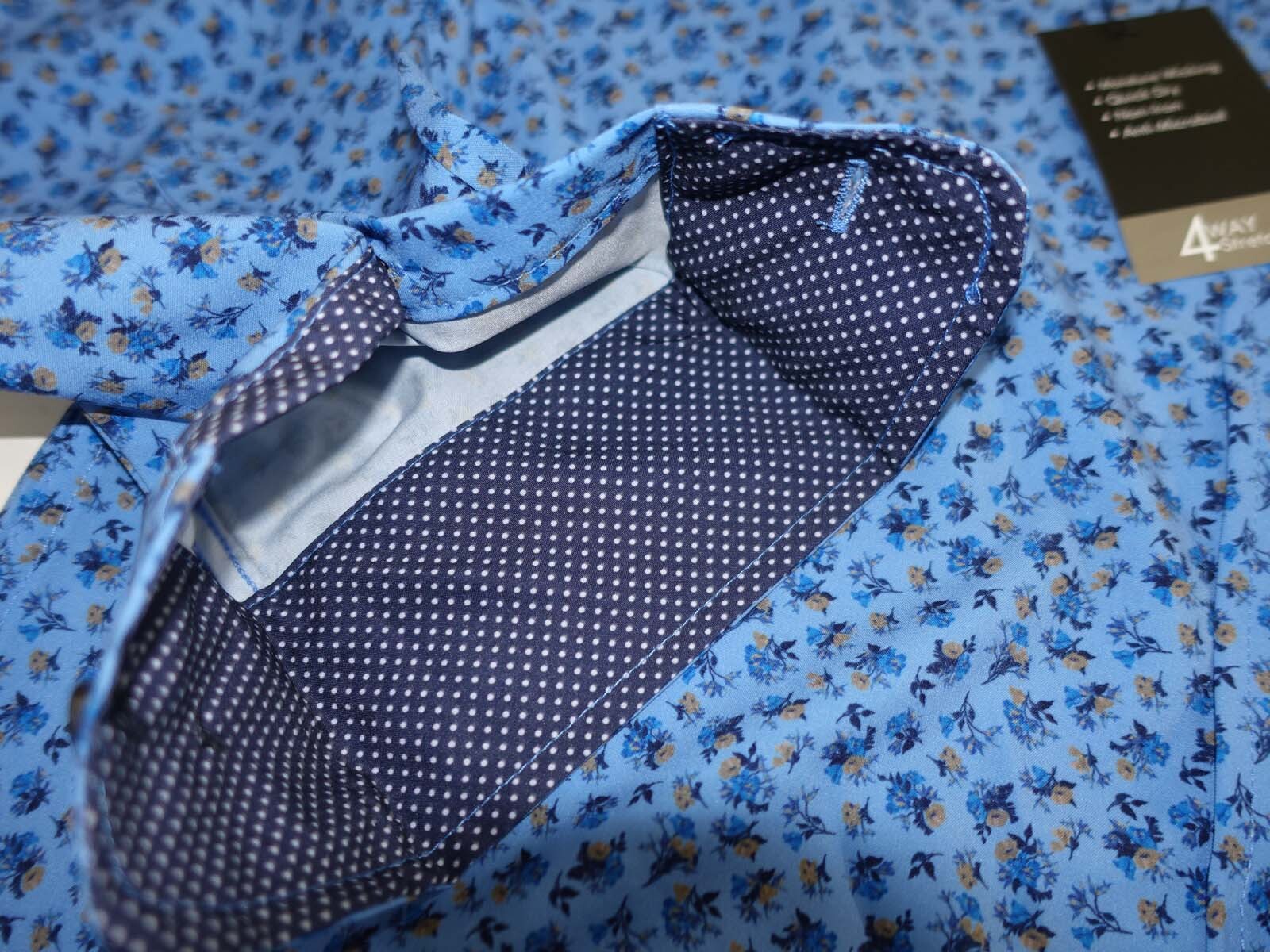 Jos. A. Bank Mens Slim Fit Button Front Shirt Large NWT Long Sleeves Floral Blue
