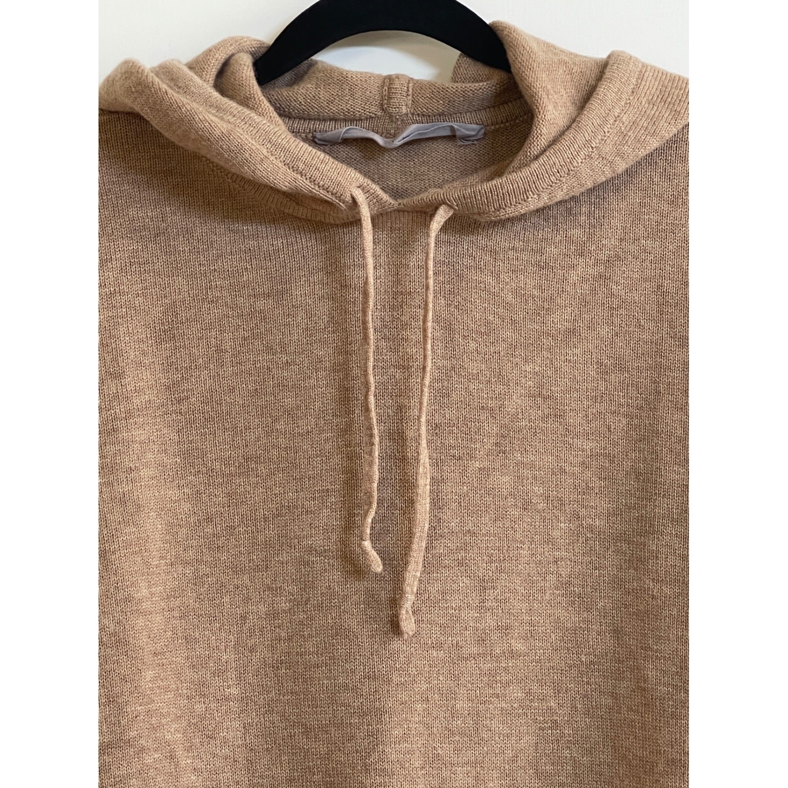 Athleta 100% Wool Sweater Women XXS Hooded Tan Brown Knit Cozy Oversized Top