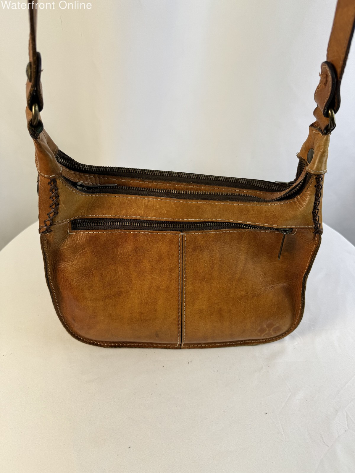 Patricia Nash Camila Italian Tooled Leather Saddle Bag Crossbody