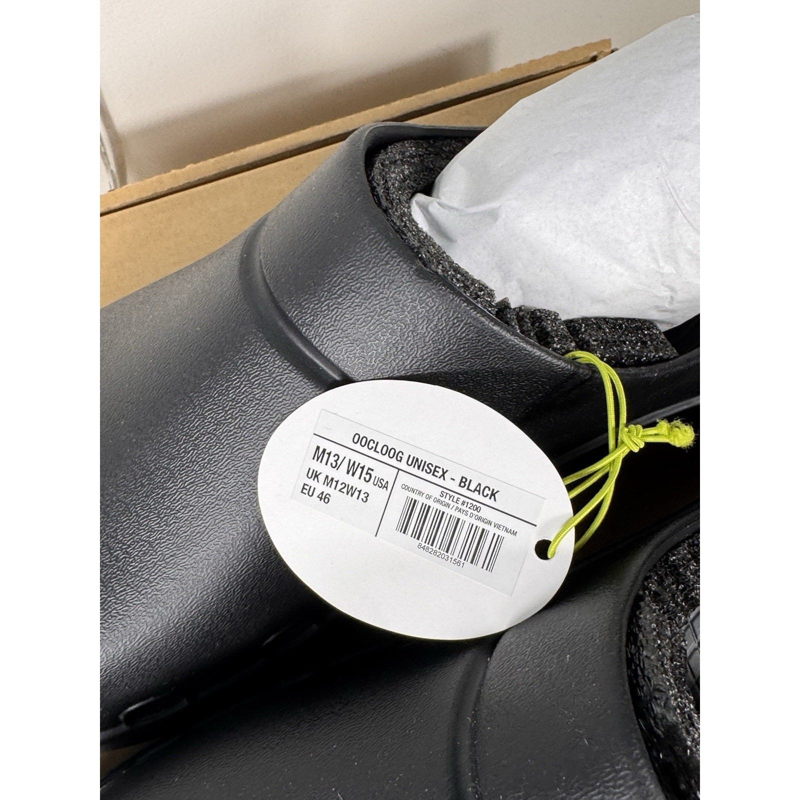 OOFOS OOcloog Unisex Black Recovery Clogs M13 W15 EU46 Comfort Slip-On