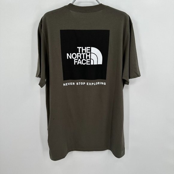 The North Face Men’s Short Sleeve Box Logo T-Shirt sz L Dark Green NSE Tee NWT
