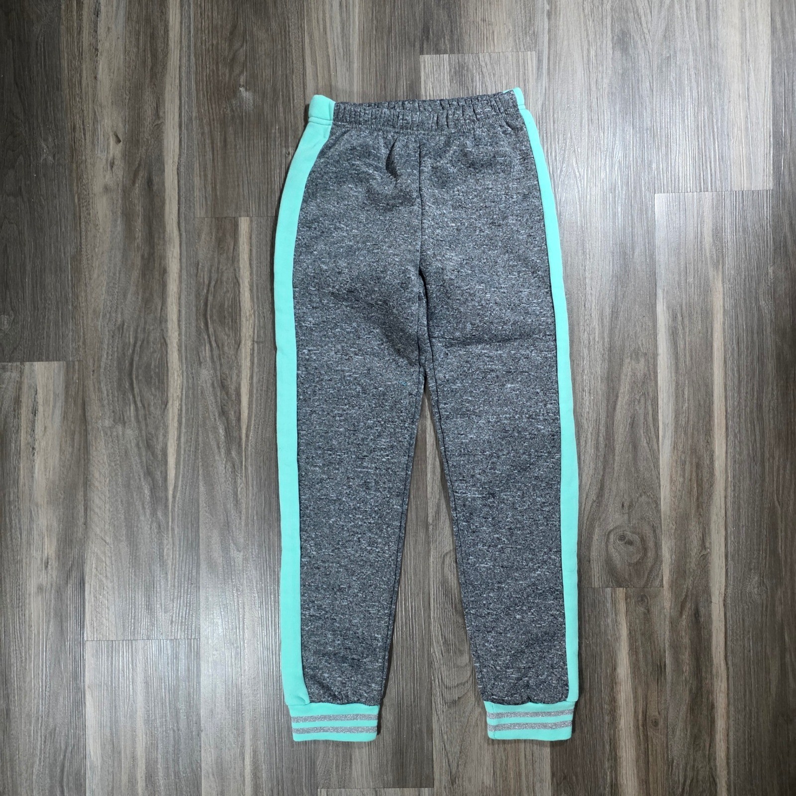 Real Love Girls Gray Mint Green Glitter Stripe Jogger Sweatpants Size 10/12