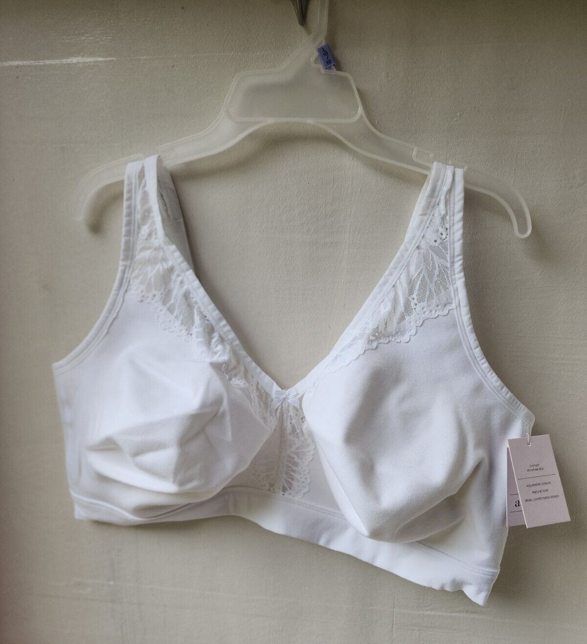 New Auden Women’s White Semi-Sheer Wireless Bra Adjustable Straps Size 42G