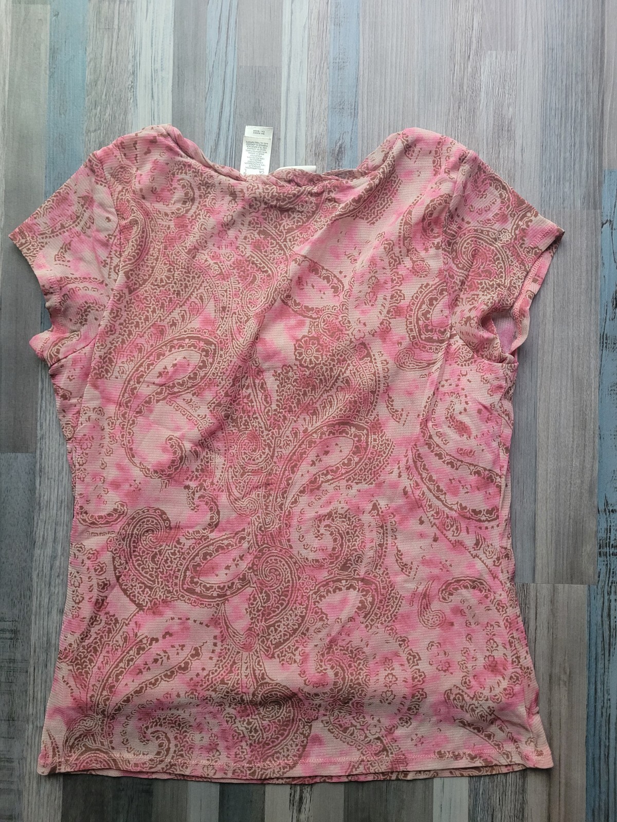 Axcess Liz Claiborne Women’s Large Paisley Sleeveless Lined Sheer blouse Pink