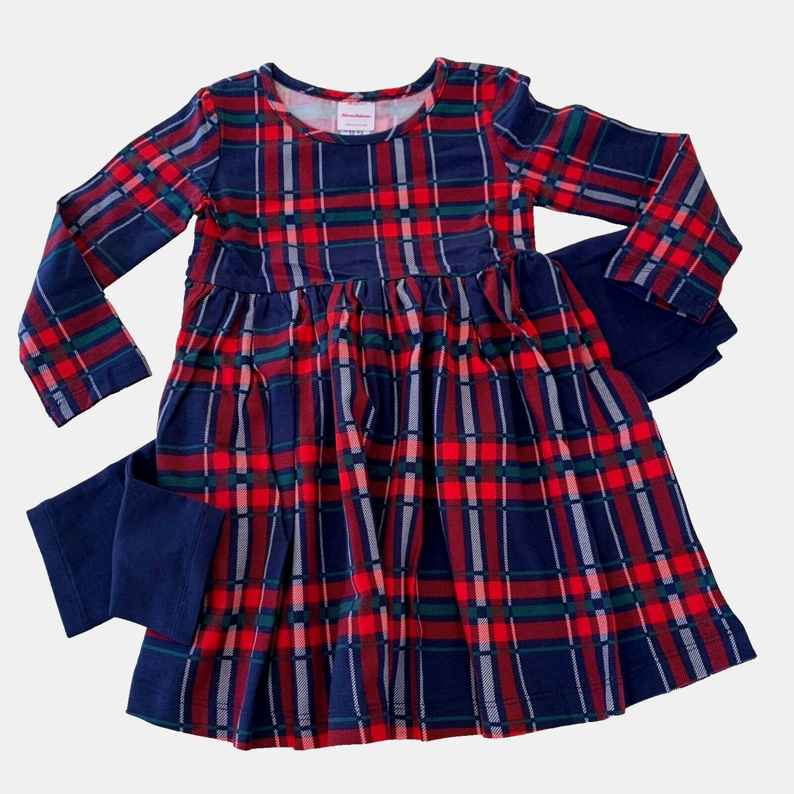 Hanna Andersson Sweet Plaid Skater Dress & Leggings Set. 12-18 Months, 75 cm
