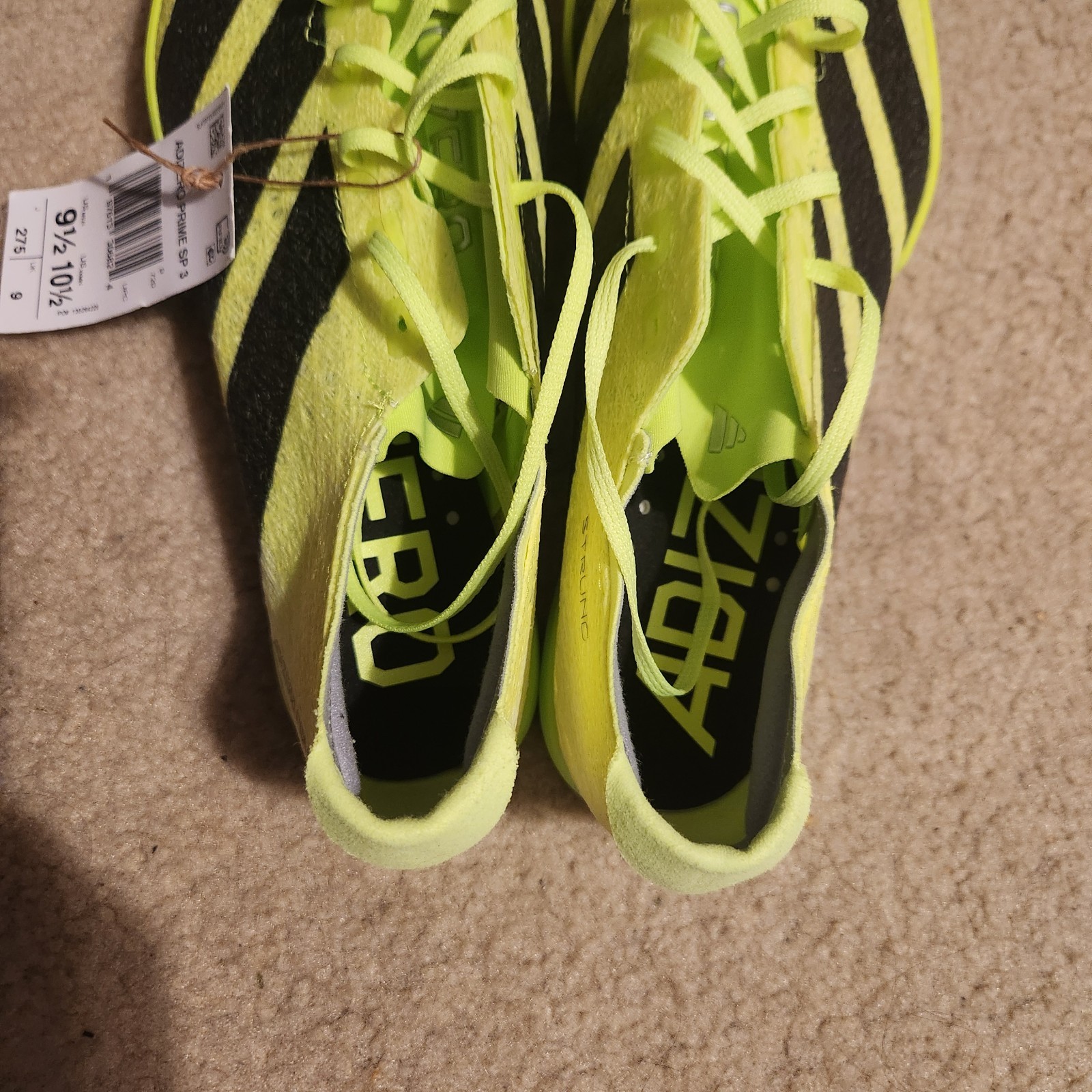 adidas Mens Cleats Size 9.5 Adizero Prime SP 3 Strung Lucid Lemon Black IH5800