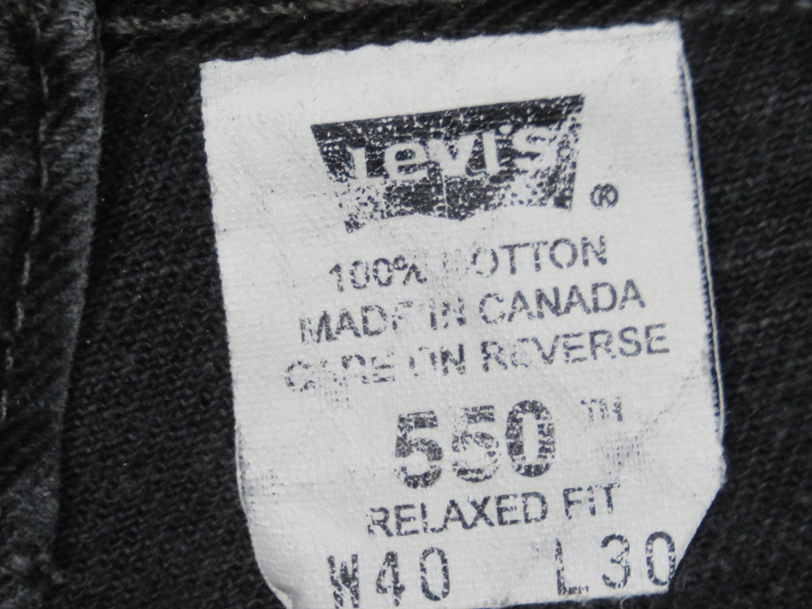 LEVIS BLACK JEANS 505 VINTAGE 40×30 REGULAR STRAIGHT CLASSIC DENIM CANADA 2001