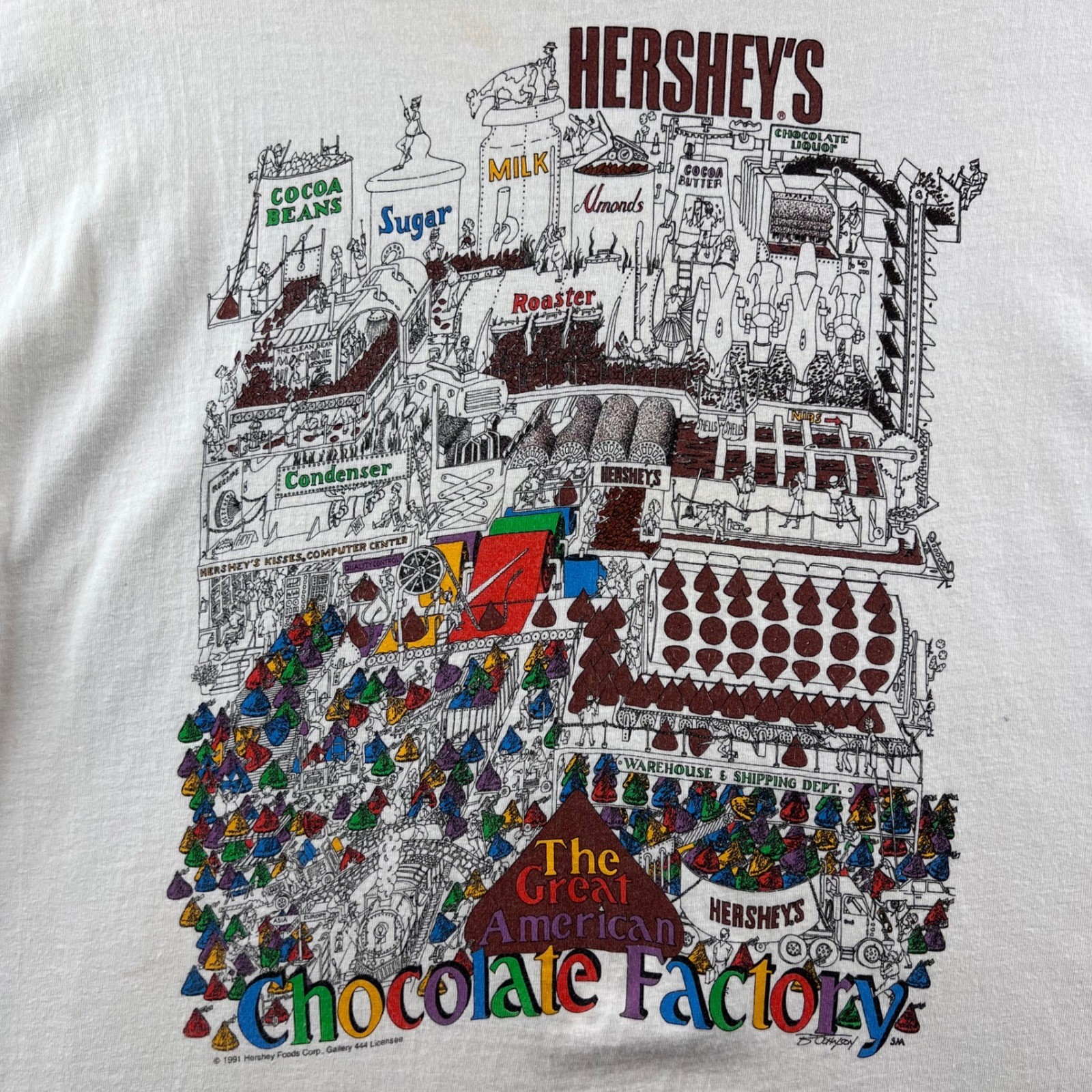 Vintage 1991 Hersheys Chocolate Factory Graphic Print T-Shirt XL