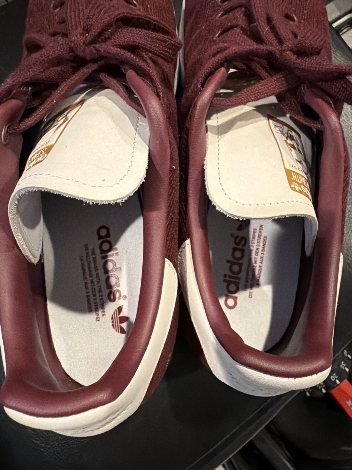 Adidas Originals Stan Smith Maroon Suede 3M Reflective Sneakers Size 12