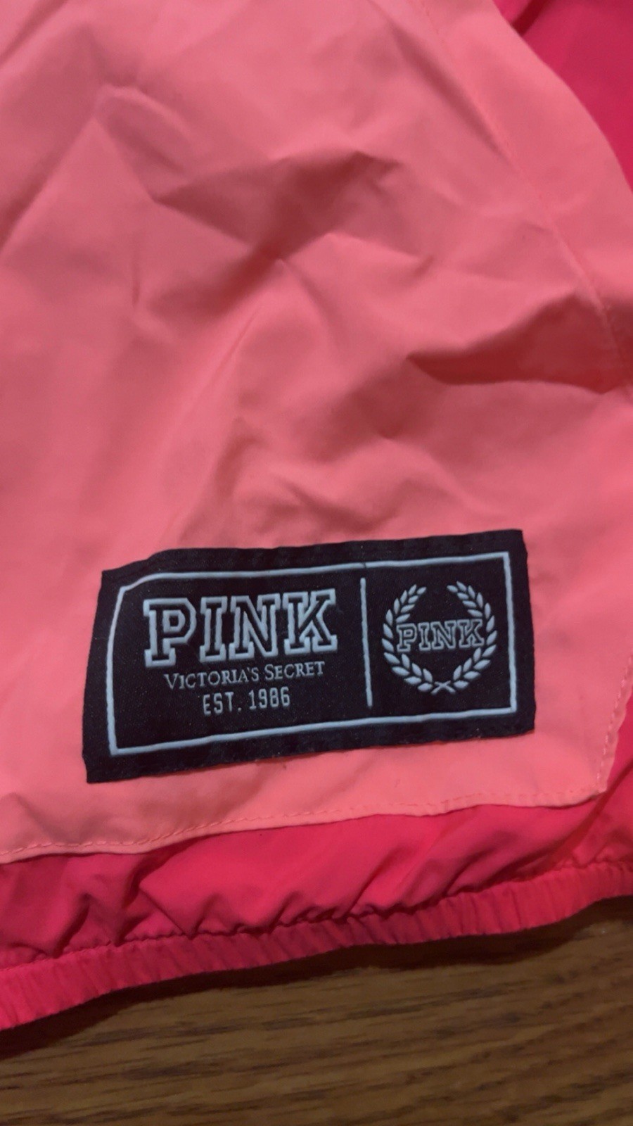 PINK Victoria’s Secret Colorblock Hooded Zip Windbreaker Jacket XS Pink/Black