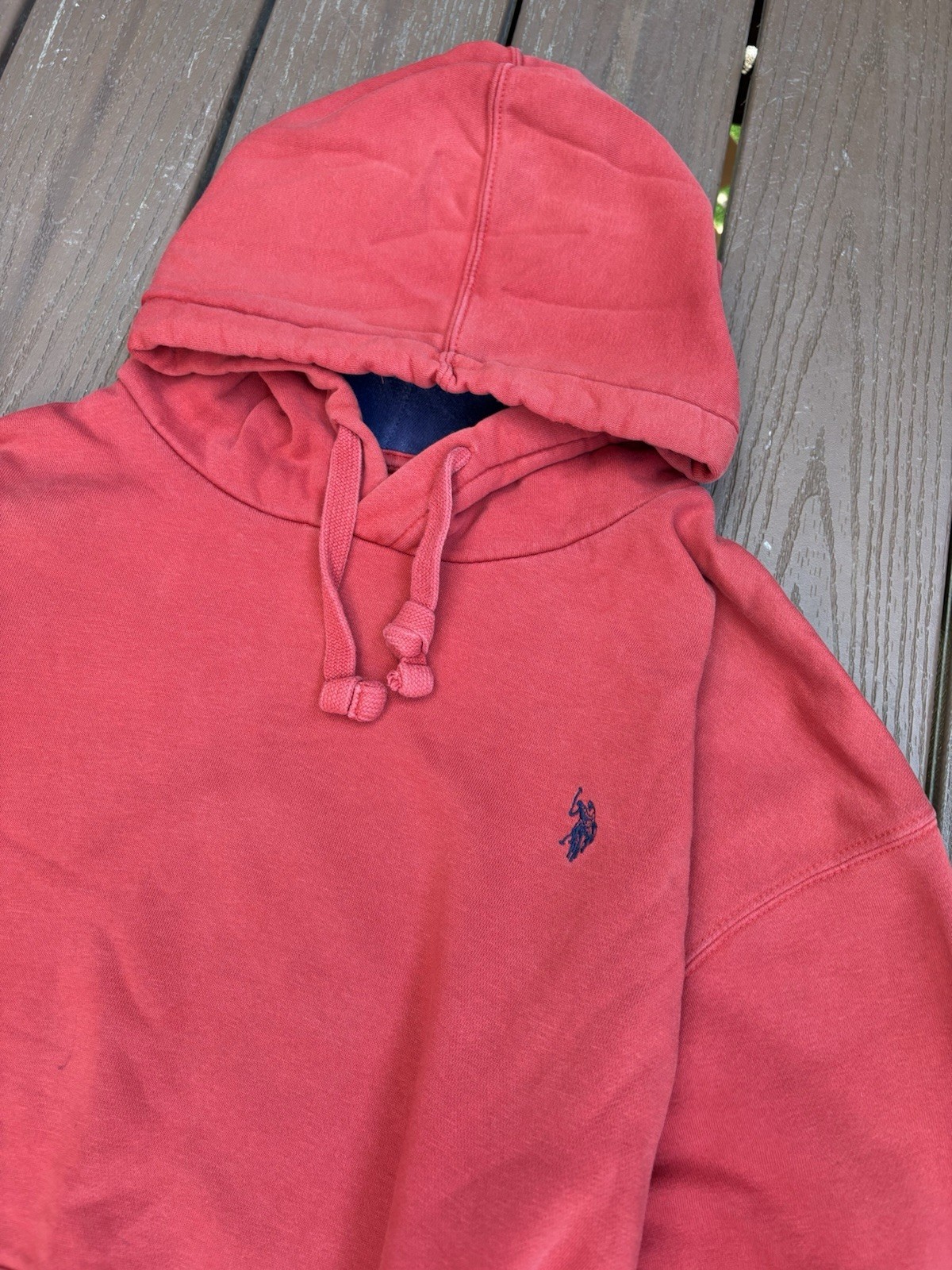 U.S. POLO ASSN. Men’s Red Fleece Pullover Hoodie Logo Pockets Drawstring XXL