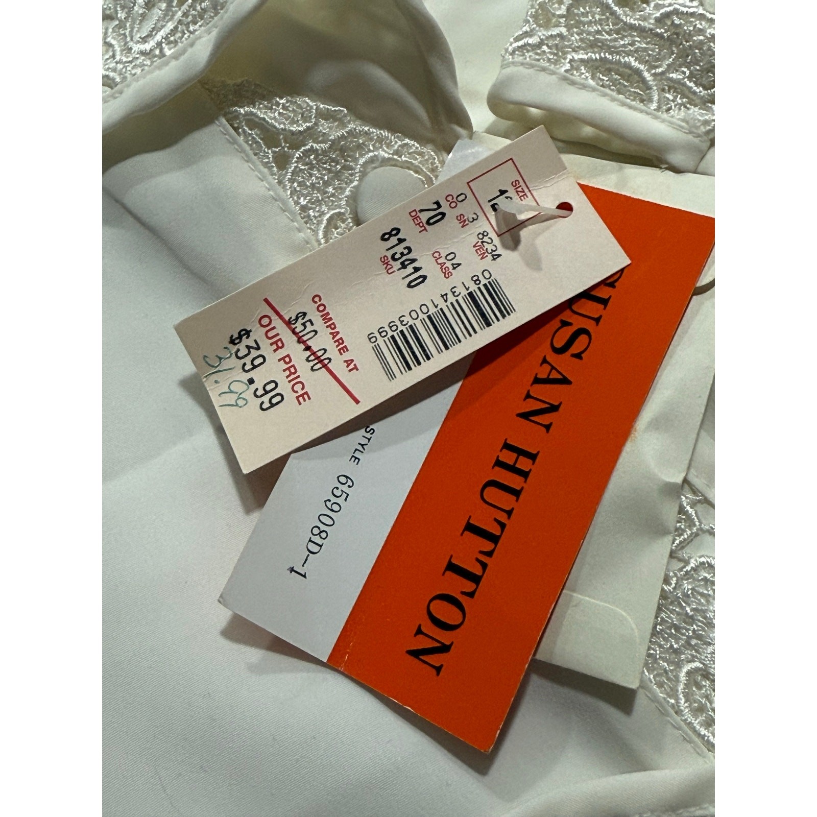 NWT VTG Susan Hutton Lace Blouse Button Up Womens Sz 12 White Secretary Academia