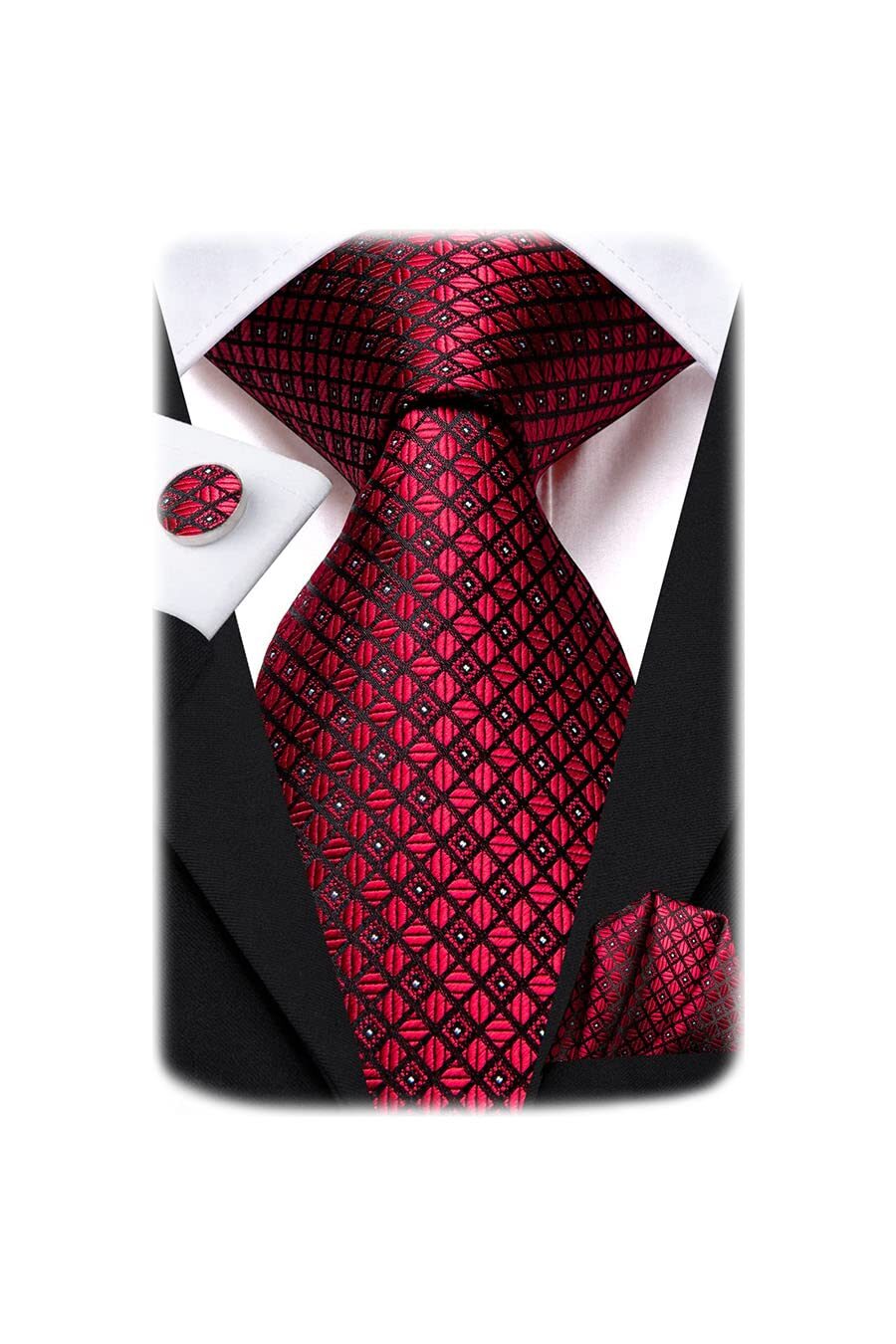 Men 63inches Tie Set Extra Long Necktie Paisley Tie Pocket Suqare Cufflinks B…