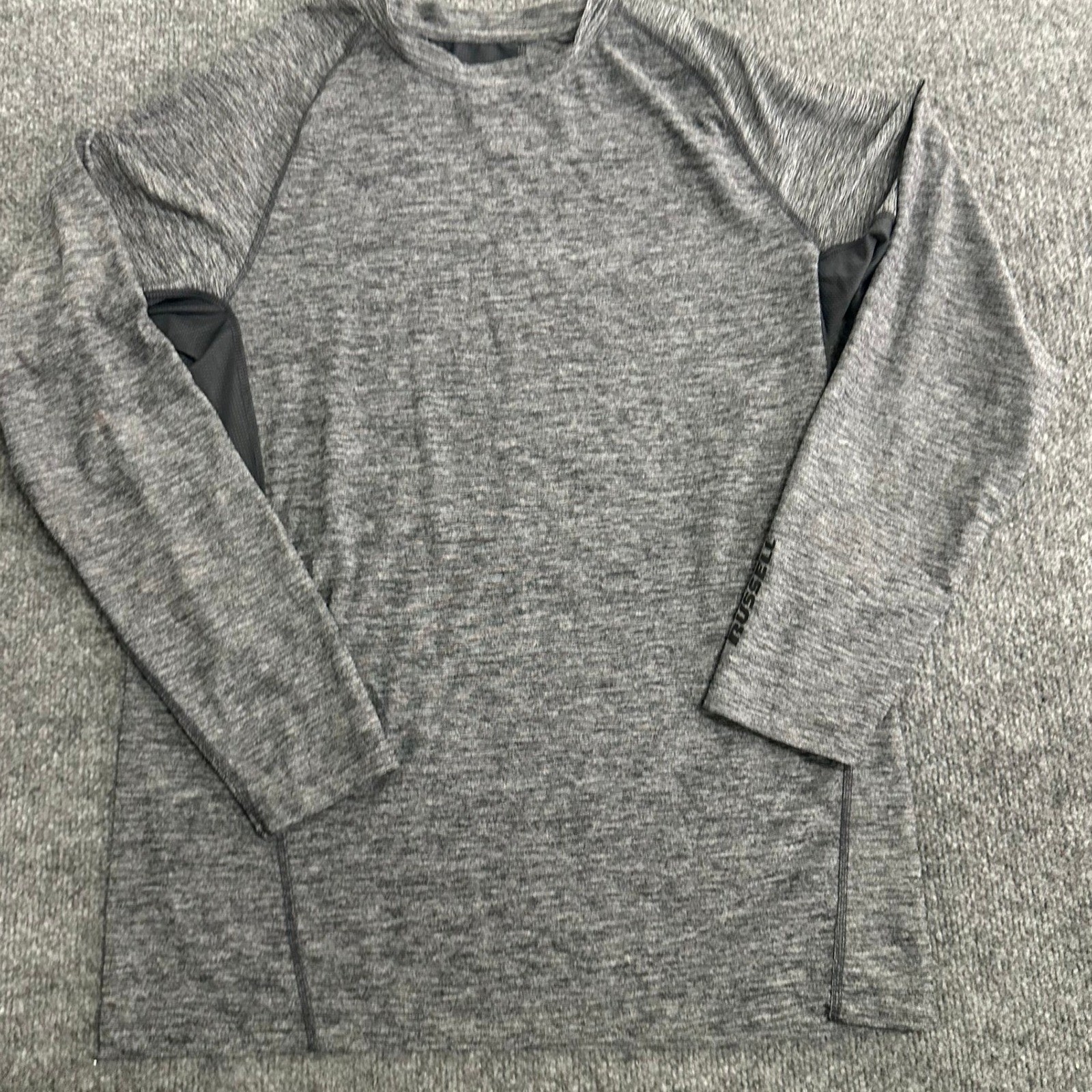 Russell Shirt Mens Size L Gray Heather Dri-Power 360 Mesh Back Long Sleeve Gym