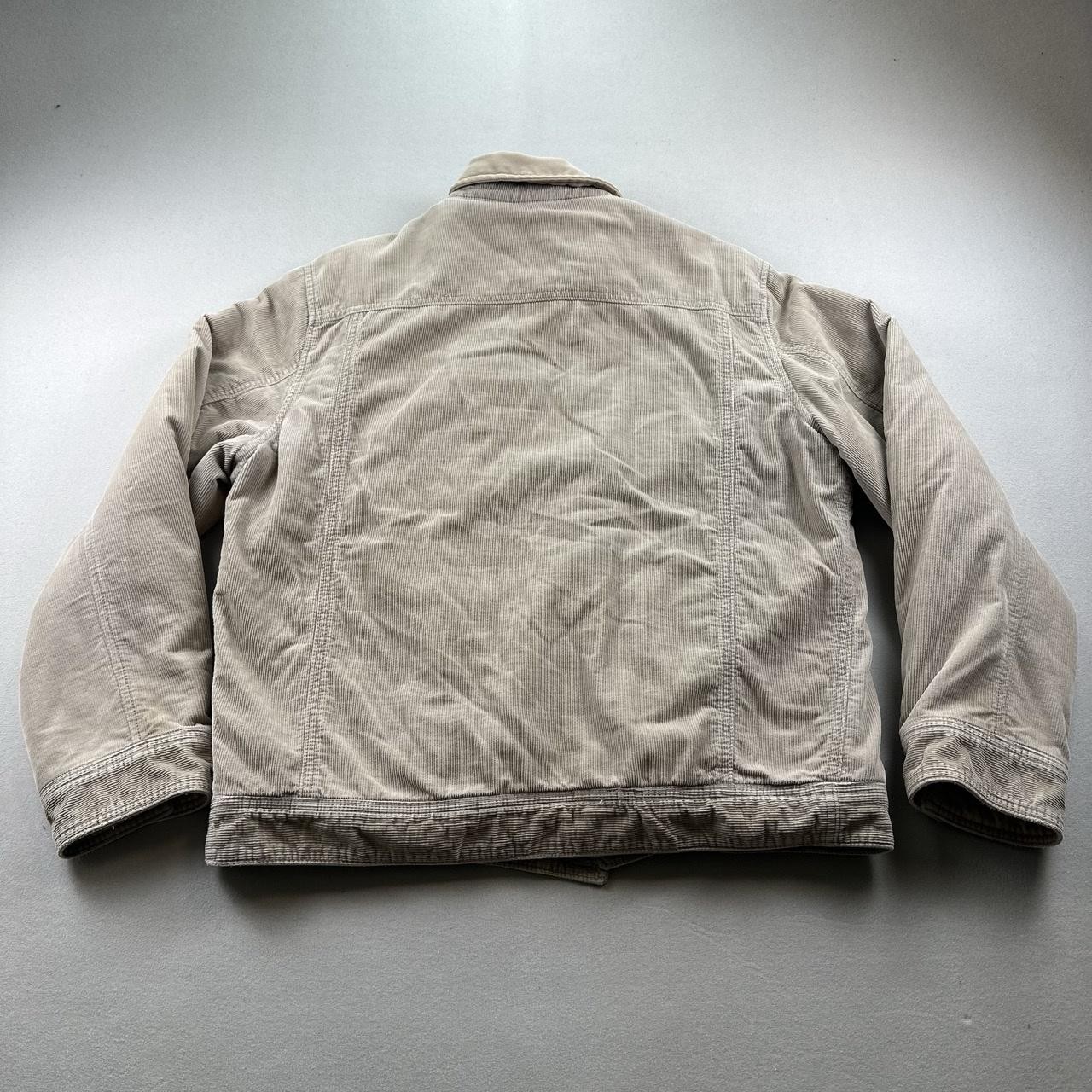 Vintage GAP Jacket Mens Large Beige Corduroy Insulated Quilt Lined Zip Work y2k