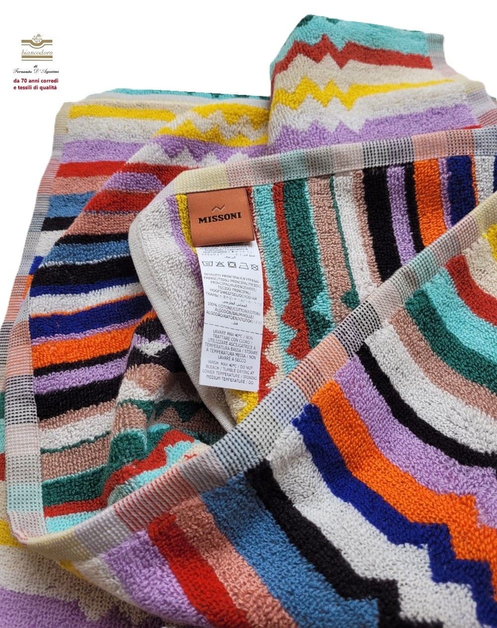 MISSONI sponge cloth cm. 150 x 100; sea pool bath etc. 100% cotton unisex