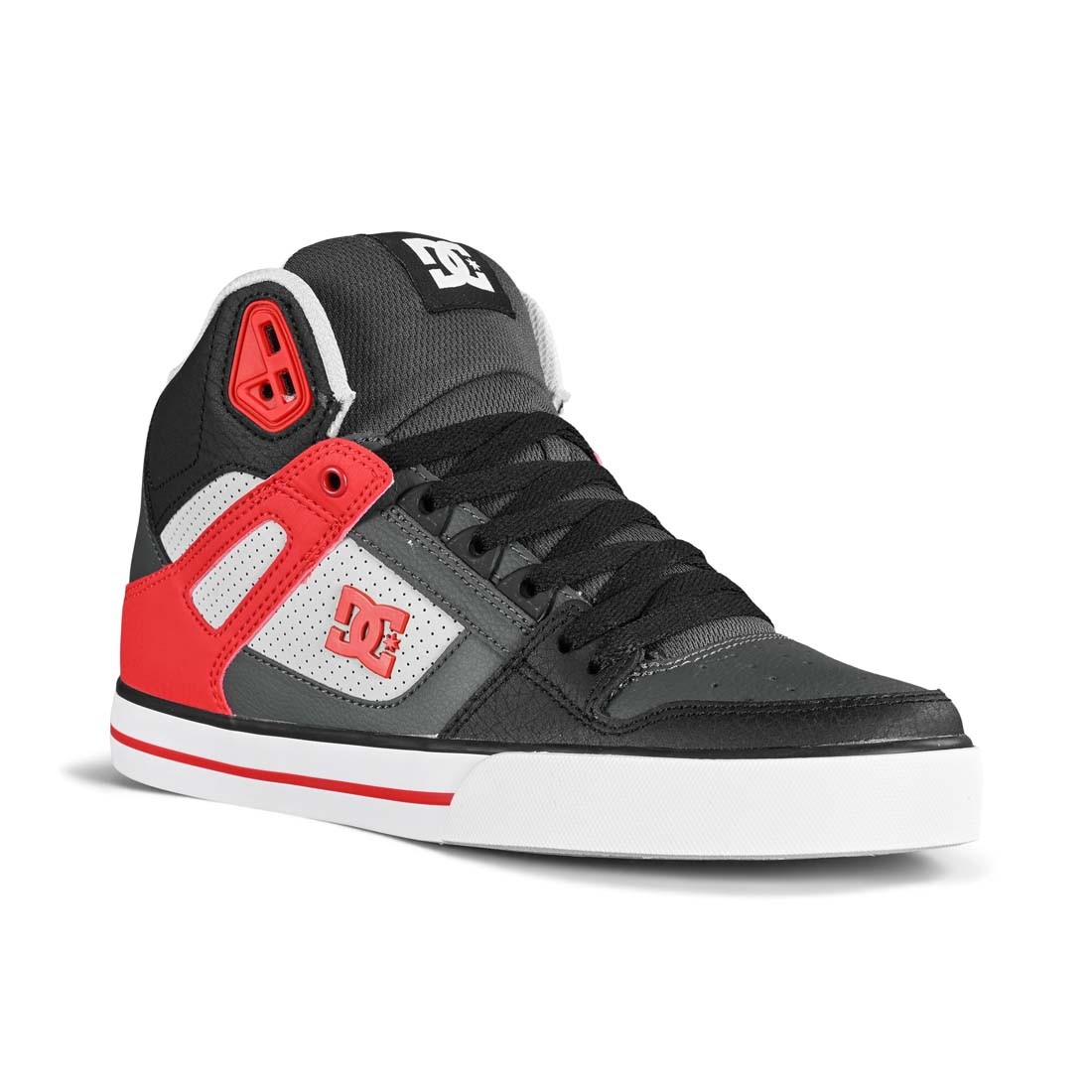 DC Pure High Top WC Skate Shoes – Grey/Red
