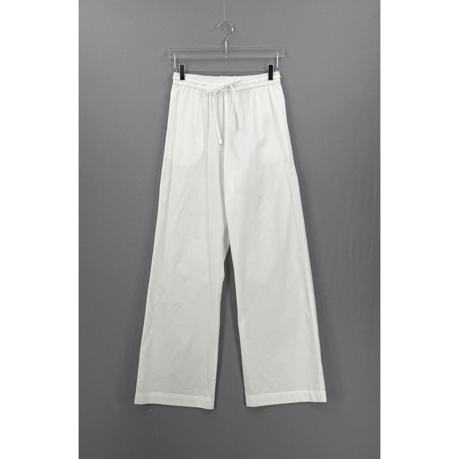 ENZA COSTA Poplin Resort Pant Womens Small White Cotton Wide Leg Drawstring NEW