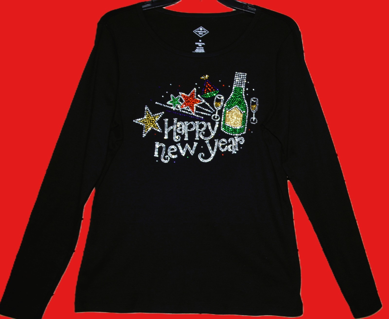 Happy New Year rhinestone glitter bling shirt XS S M L XL XXL 1X 2X 3X 4X 5X