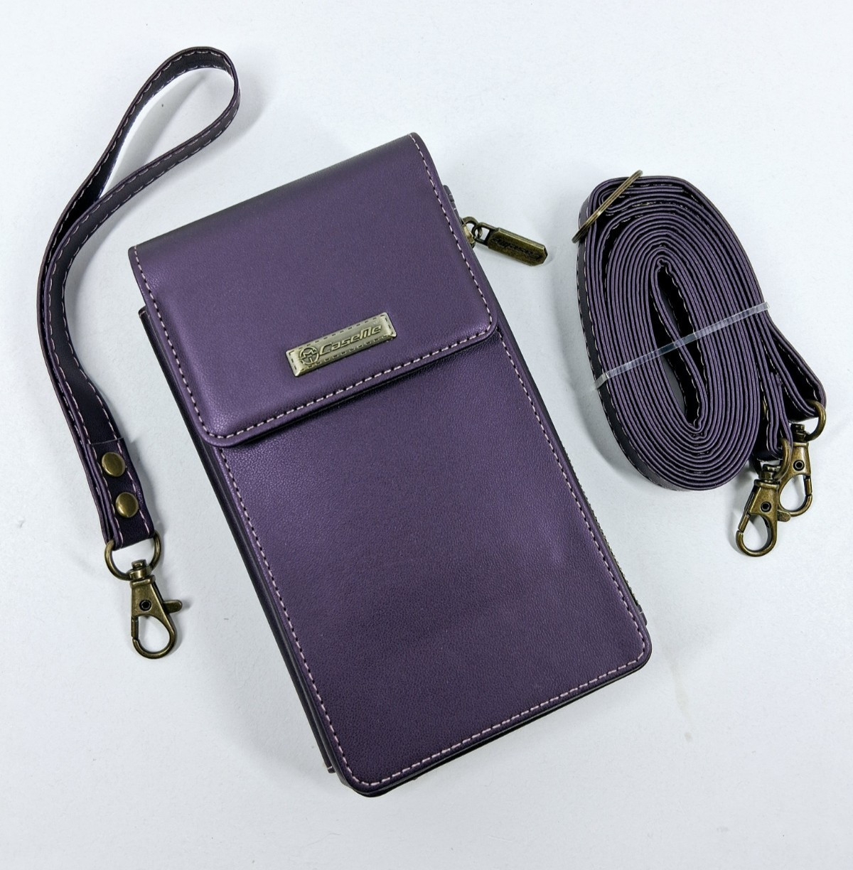 CaseMe Multi Functional Crossbody Phone Case Bag Card Holder Wallet Purse Purple