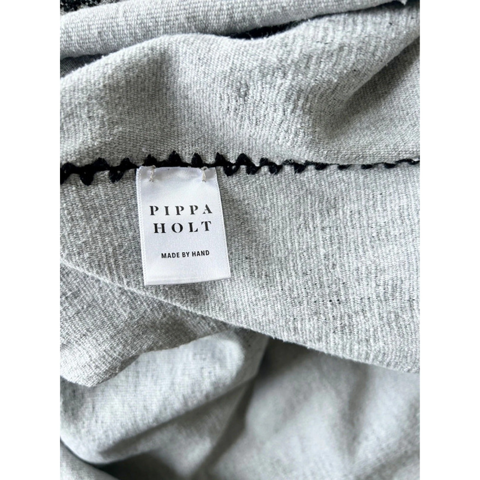 Pippa Holt No 212 Handwoven Cotton Three Panel Kaftan Grey Black One Size Beach