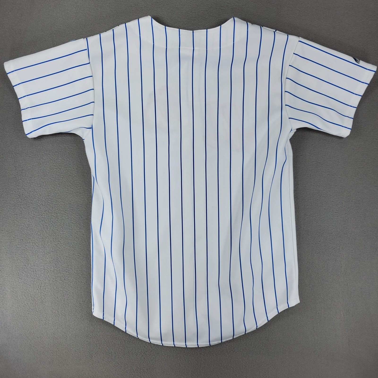 Majestic New York Mets Baseball Jersey Kids L White Pinstripe MLB Button Up USA