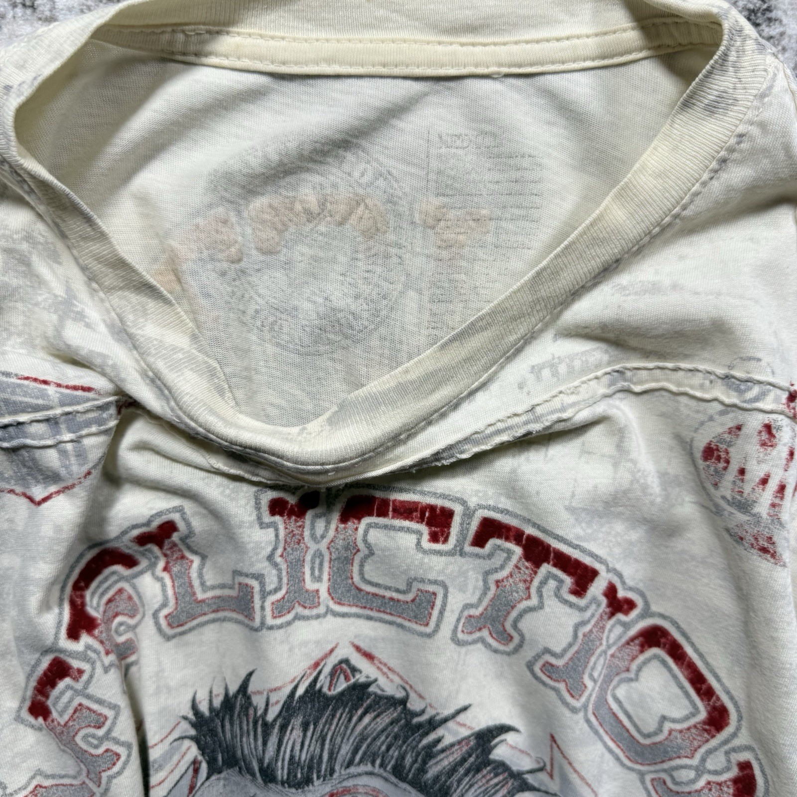 Vintage Y2K Affliction Mens M Live Fast American Custom Skull All Over Print