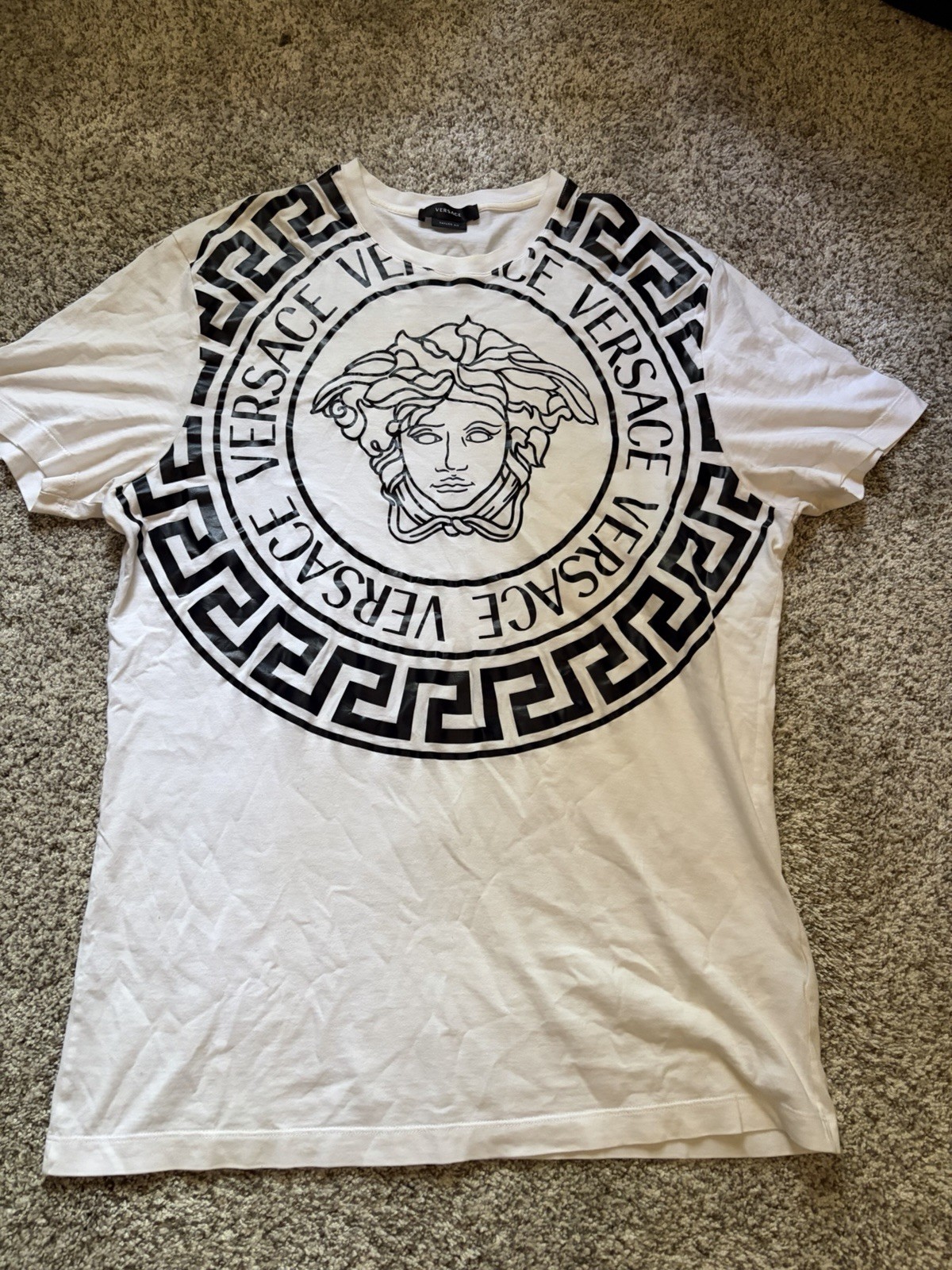 Versace Tailor Fit Medusa Logo Graphic Print T-Shirt White/Black Men’s 2XL