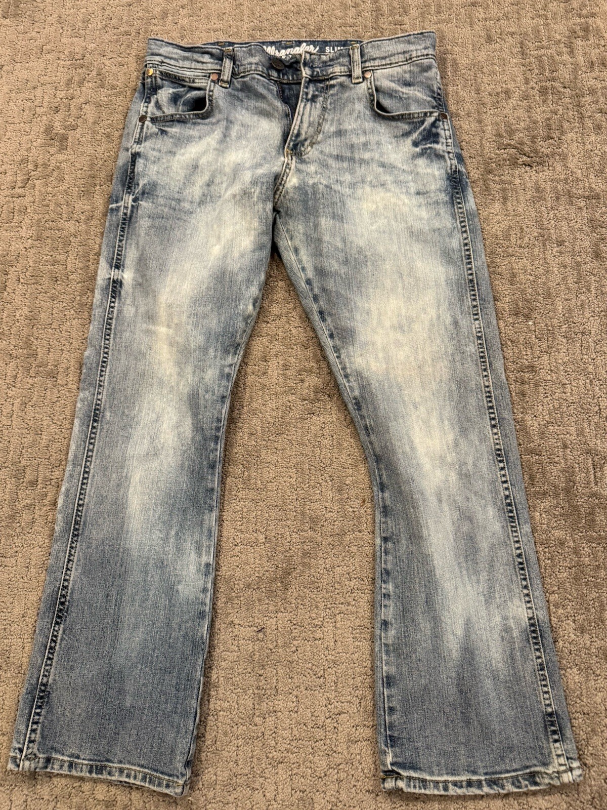 Wrangler Retro Slim Boot Jeans Mens 30×30 Medium Wash Blue Denim (B1)