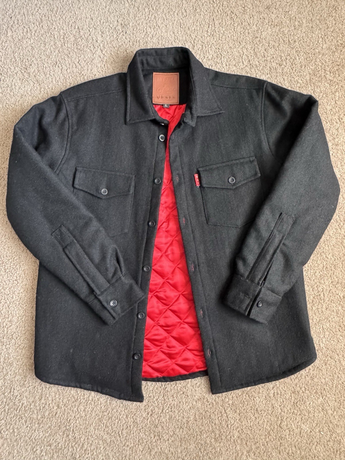 BAY AREA VEST (BAV) Men’s Wool Jacket Size L Biker Black