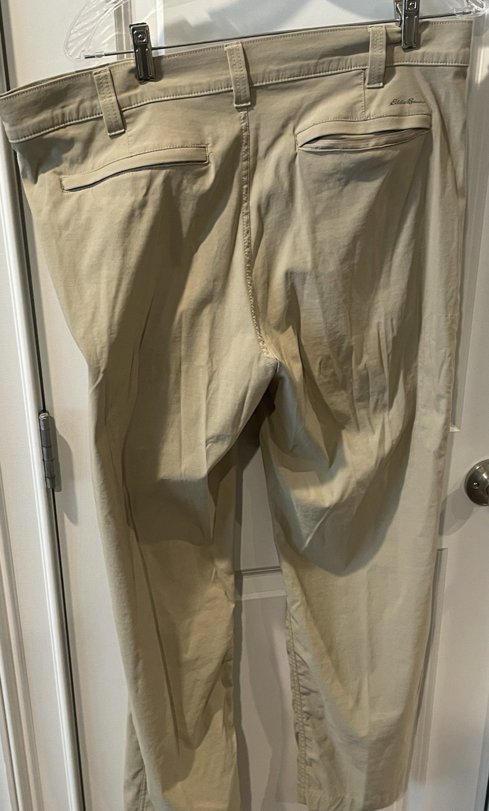 Eddie Bauer Tech Pants Mens 36 x 30 Hiking Stretch Fishing Khaki Travel Outdoor