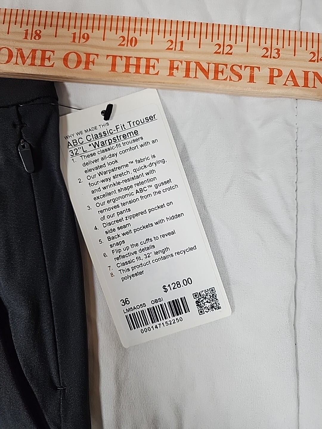 36×32 Lululemon ABC Trouser Classic Fit Warpstreme Color Obsidian New With Tags