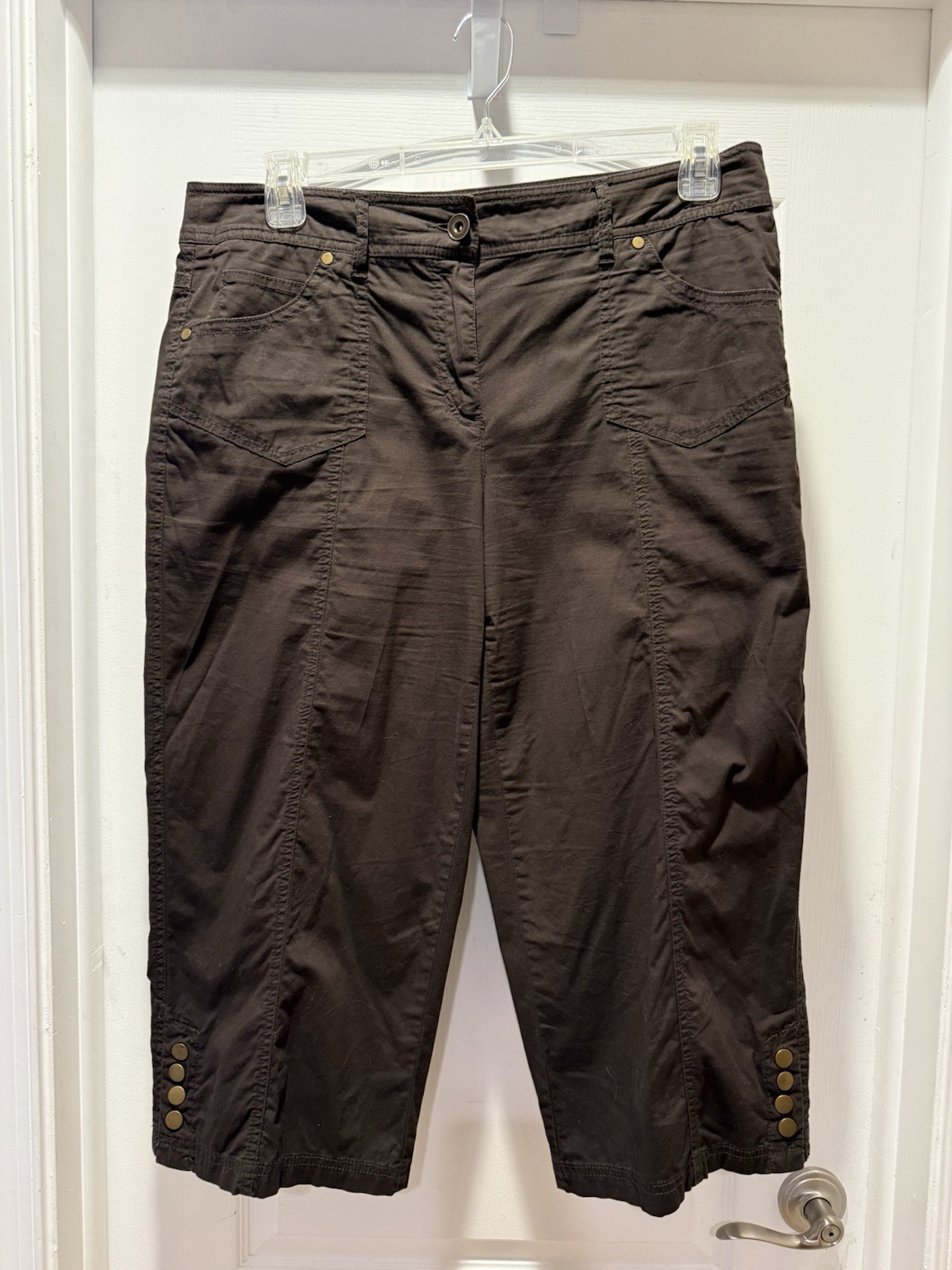 Style & Co Womens Brown Stretch Capri Pants Size 14