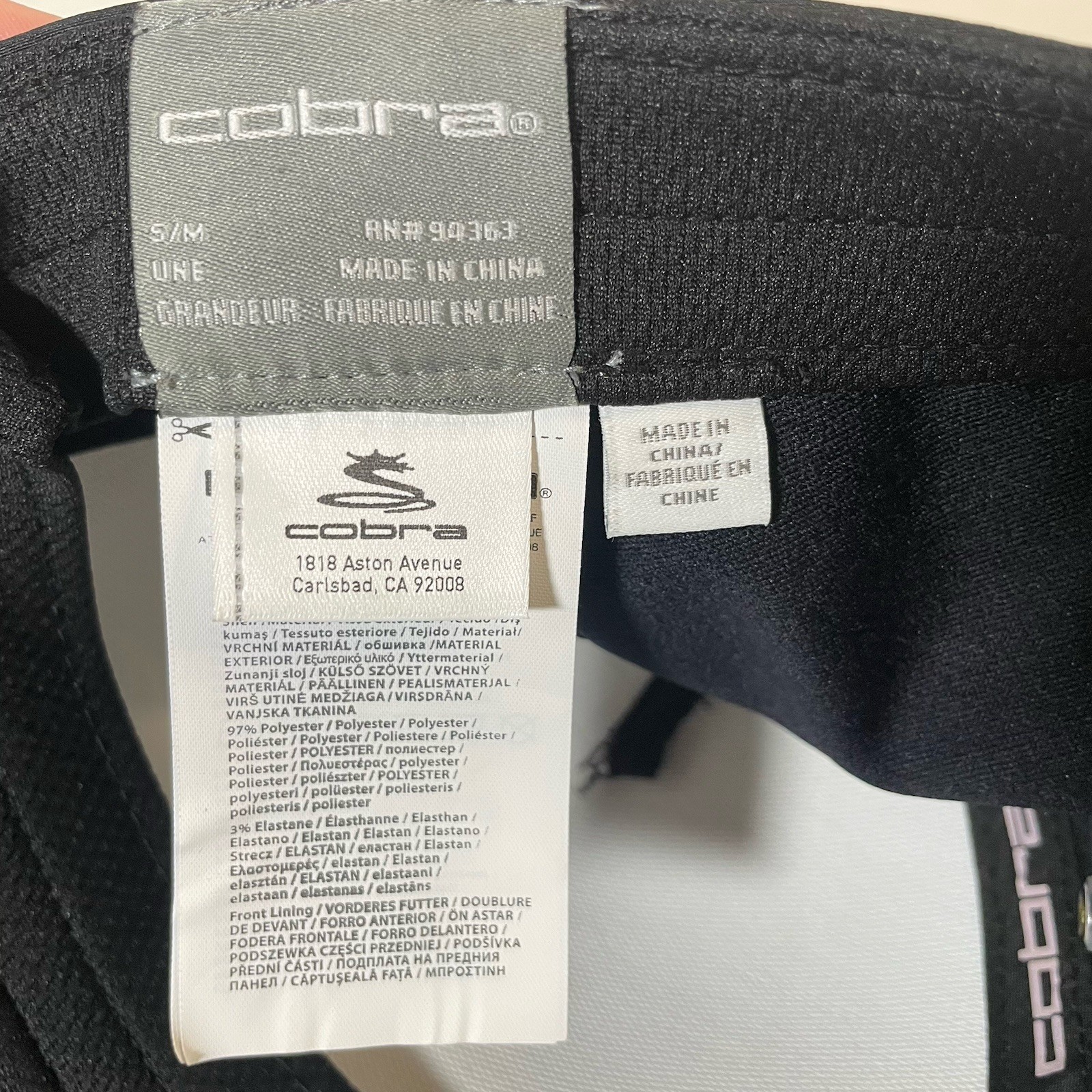 Cobra Puma Fitted Baseball Golf Cap Hat Black Small Medium Embroidered