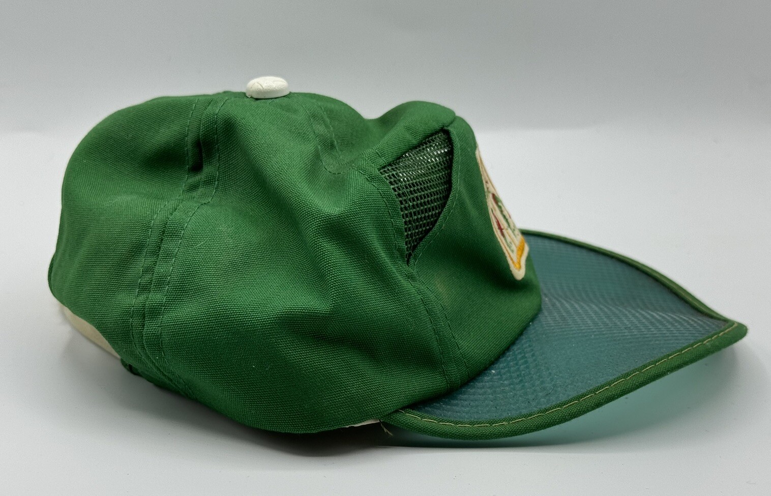 Vintage Green Fishing Patch Adjustable Sun Visor Cap Hat Sof Glo Sz 6.75 – 7.25